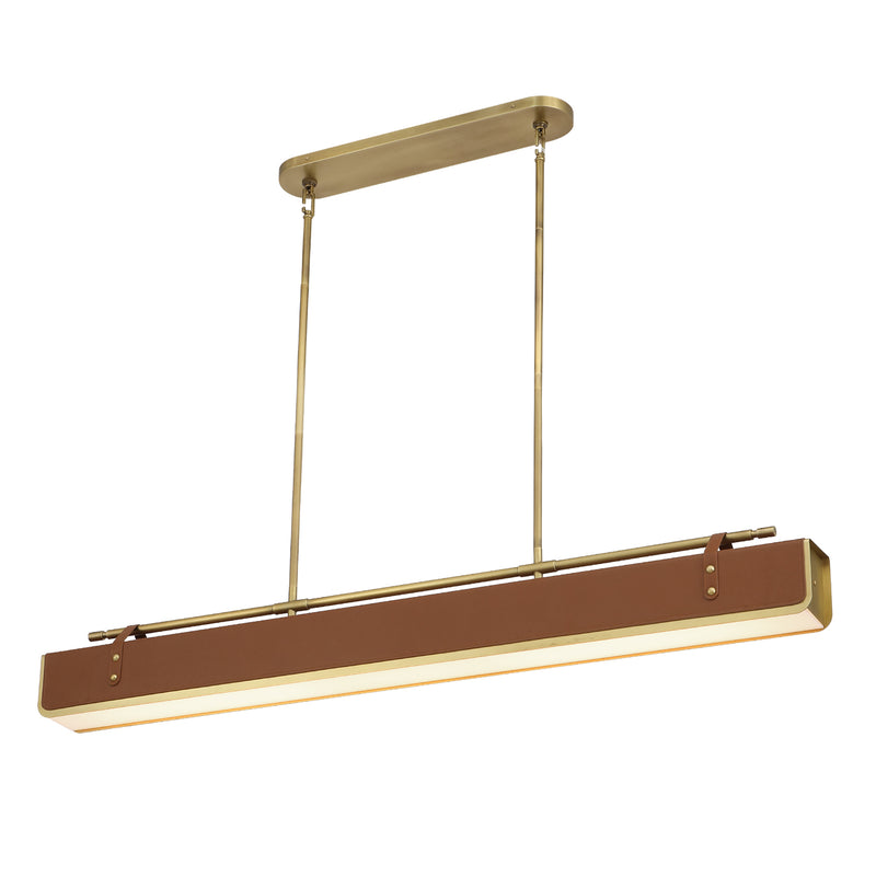 Alora PD307960VBCL LED Island Pendant, Vintage Brass/Cognac Leather