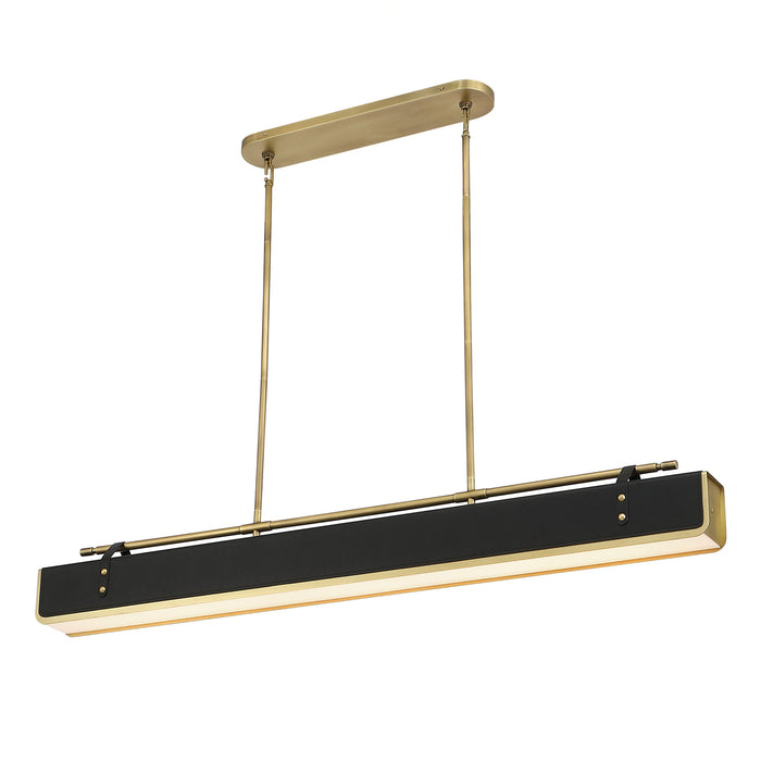 Alora PD307960VBTL LED Island Pendant, Vintage Brass/Tuxedo Leather