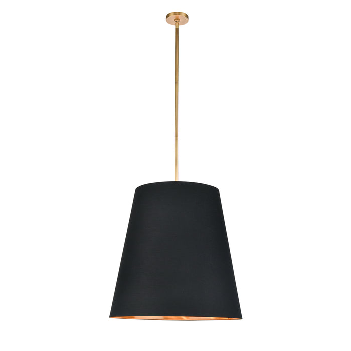 Alora PD311025VBBG Three Light Pendant, Black Linen With Gold Parchment/Vintage Brass