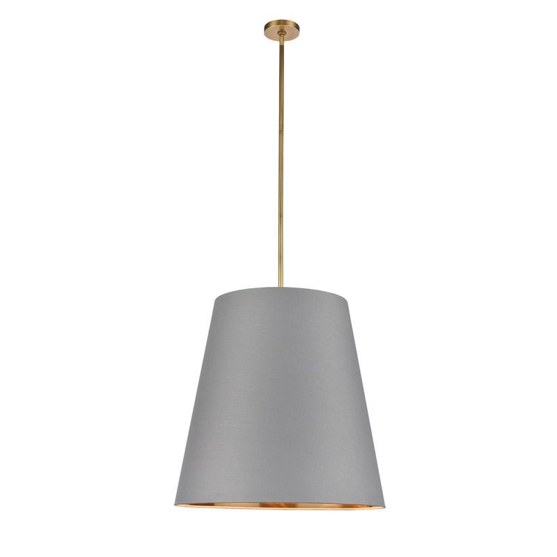 Alora PD311025VBGG Three Light Pendant, Gray Linen With Gold Parchment/Vintage Brass