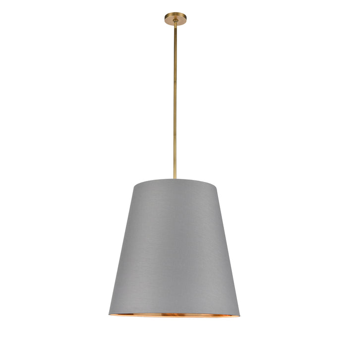 Alora PD311025VBGG Three Light Pendant, Gray Linen With Gold Parchment/Vintage Brass