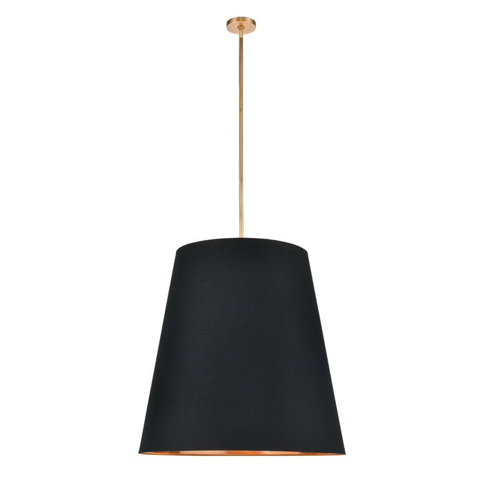 Alora PD311030VBBG Three Light Pendant, Black Linen With Gold Parchment/Vintage Brass