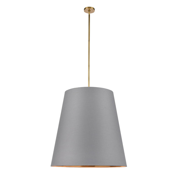 Alora PD311030VBGG Three Light Pendant, Gray Linen With Gold Parchment/Vintage Brass