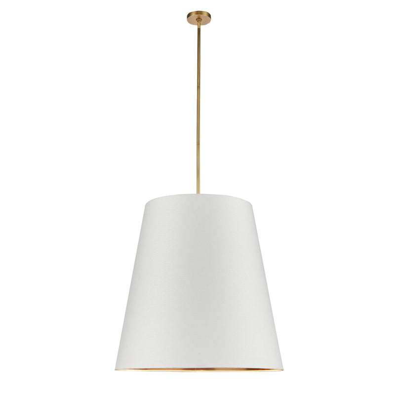Alora PD311030VBWG Three Light Pendant, Vintage Brass/White Linen With Gold Parchment