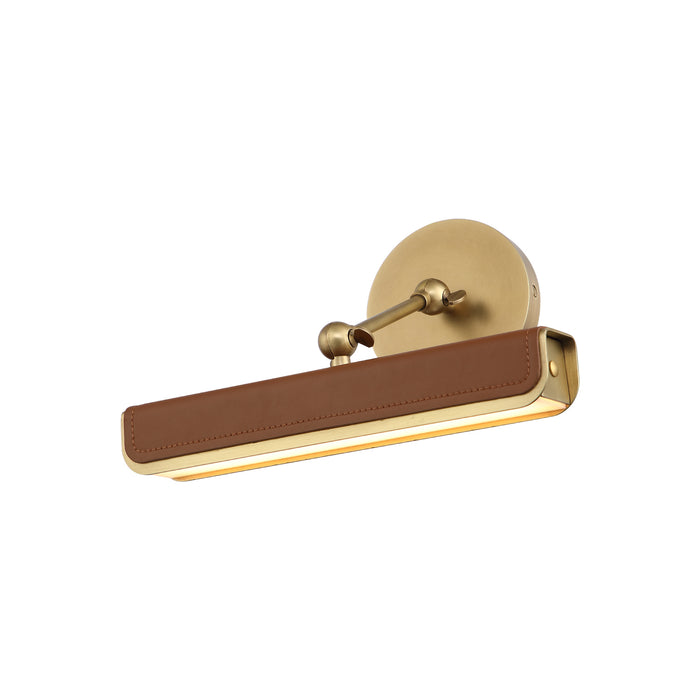 Alora PL307912VBCL LED Wall Sconce, Vintage Brass/Cognac Leather