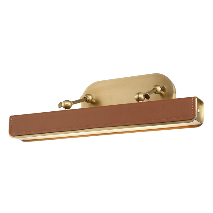 Alora PL307919VBCL LED Wall Sconce, Vintage Brass/Cognac Leather