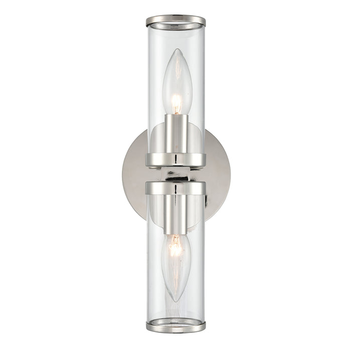 Alora WV309002PNCG Two Light Wall Sconce, Clear Glass/Polished Nickel