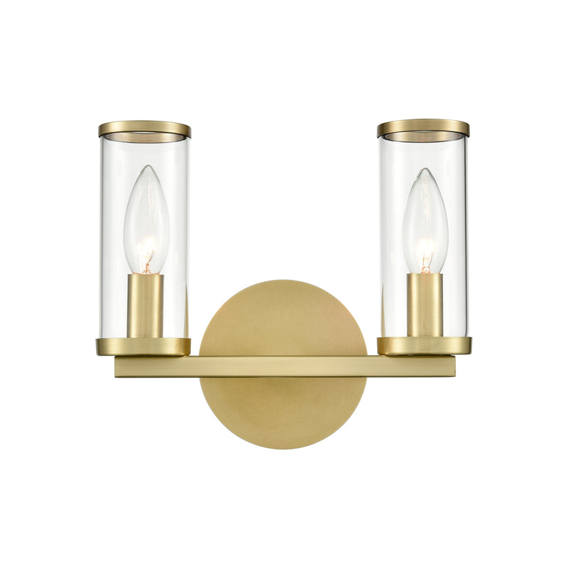 Alora WV309022NBCG Two Light Bathroom Fixture, Clear Glass/Natural Brass