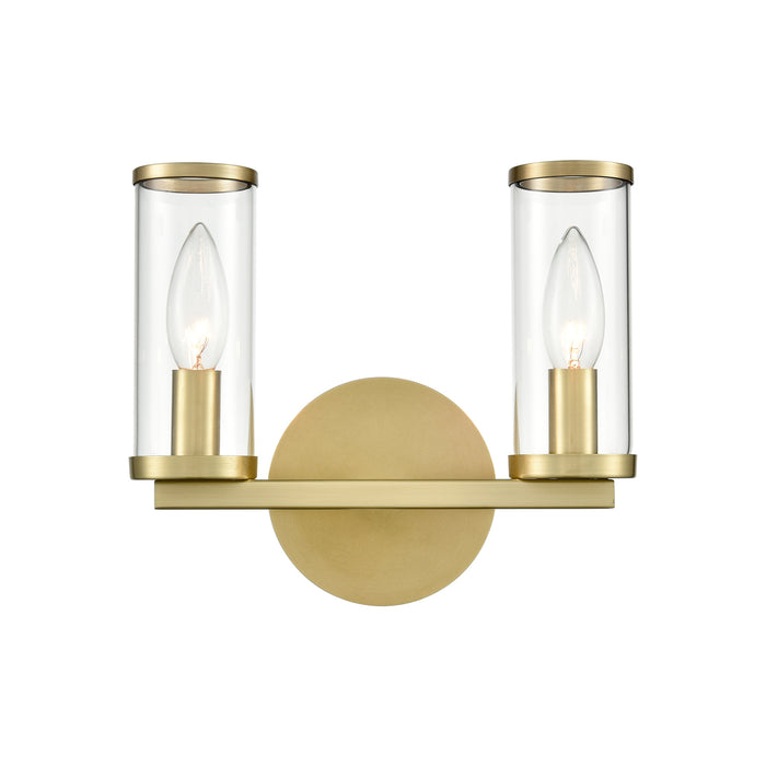 Alora WV309022NBCG Two Light Bathroom Fixture, Clear Glass/Natural Brass