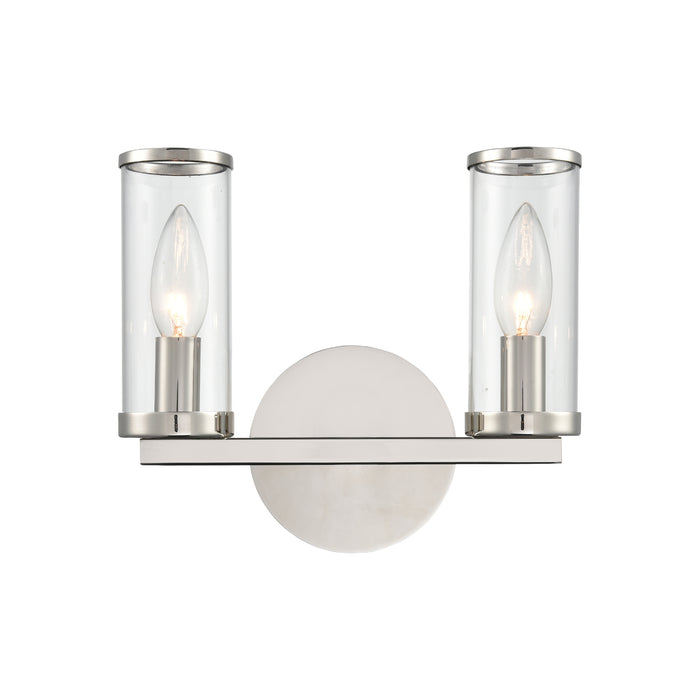 Alora WV309022PNCG Two Light Bathroom Fixture, Clear Glass/Polished Nickel