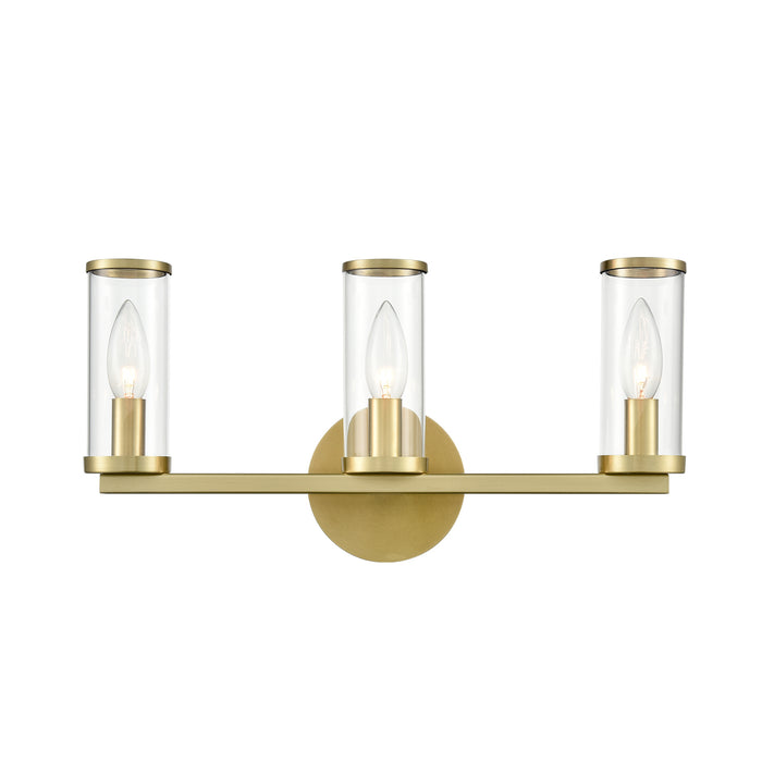 Alora WV309033NBCG Three Light Bathroom Fixture, Clear Glass/Natural Brass