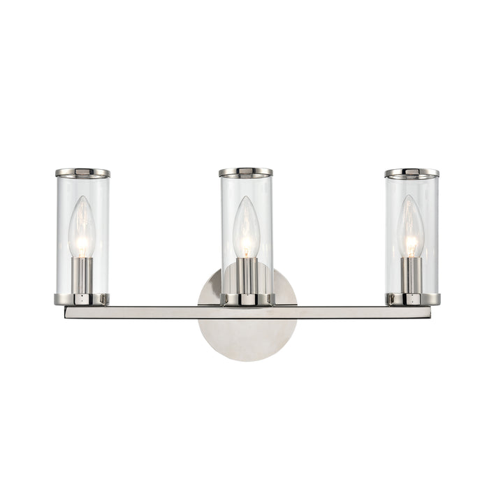 Alora WV309033PNCG Three Light Bathroom Fixture, Clear Glass/Polished Nickel