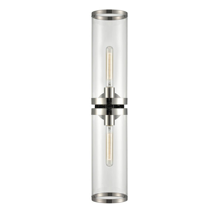 Alora WV311602PNCG Two Light Bathroom Fixture, Clear Glass/Polished Nickel