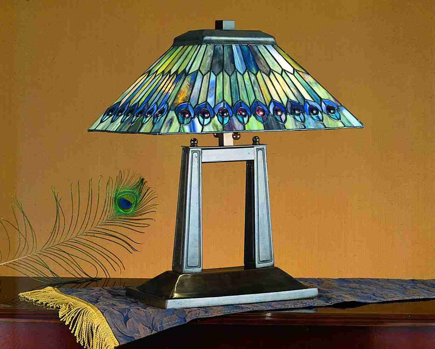 Meyda Tiffany 26300 Two Light Table Lamp, Antique Copper