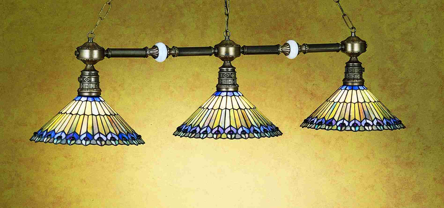 Meyda Tiffany 28501 Three Light Island Pendant, Green/Blue Purple/Blue Purple/Blue Purple