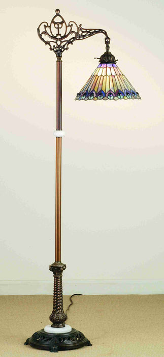 Meyda Tiffany 65841 One Light Bridge Arm Floor Lamp, Green/Blue Purple/Blue Purple/Blue Purple