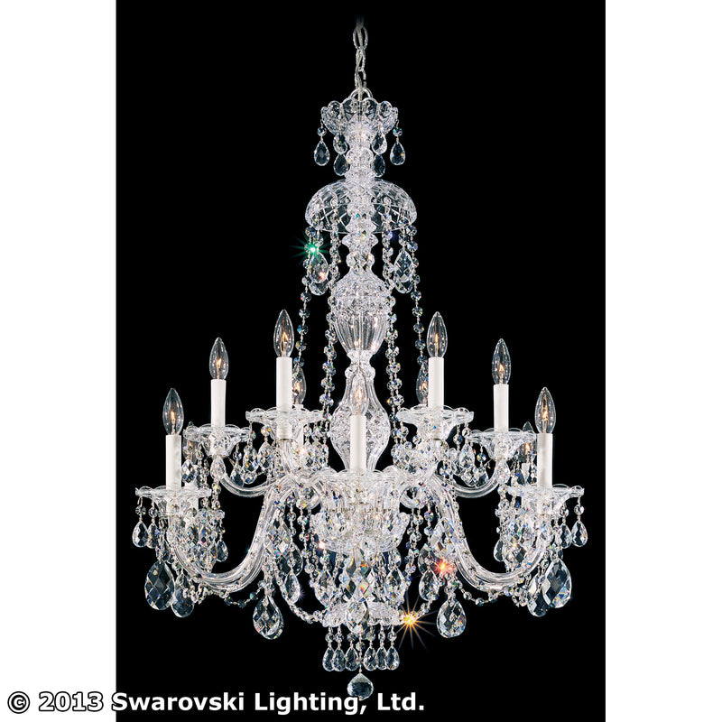 Schonbek 2997-40H 12 Light Chandelier, Polished Silver