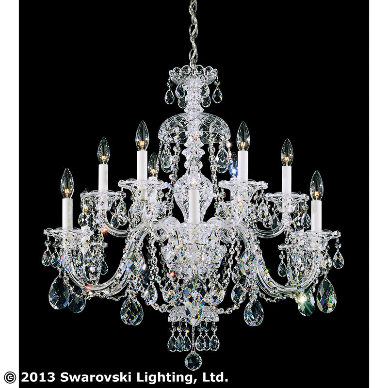 Schonbek 3601-40H 12 Light Chandelier, Polished Silver