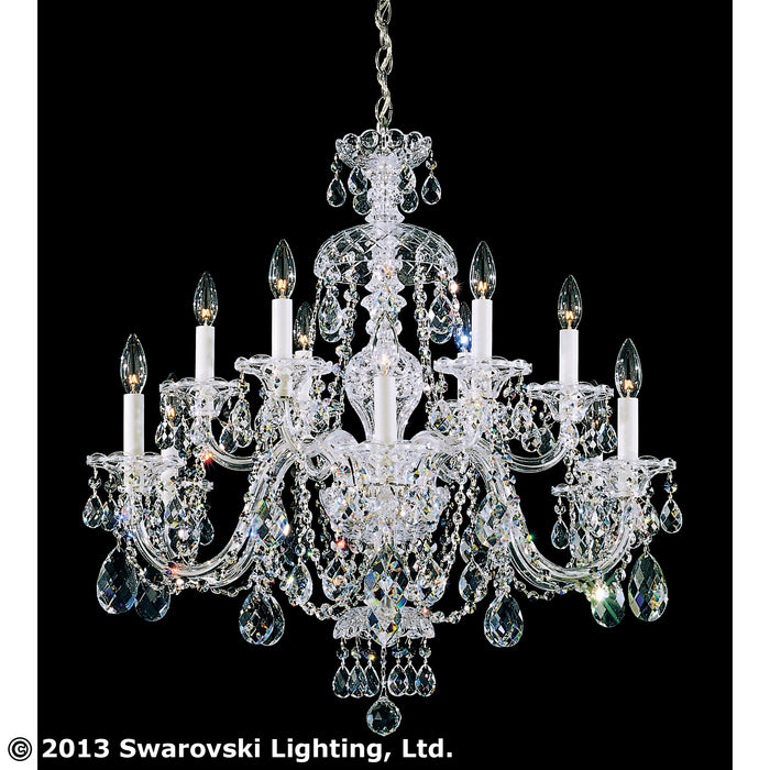 Schonbek 3601-40H 12 Light Chandelier, Polished Silver