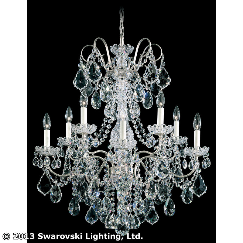 Schonbek 3657-48H Ten Light Chandelier, Antique Silver