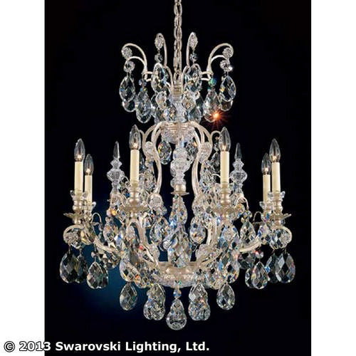 Schonbek 3771-48 Nine Light Chandelier, Antique Silver