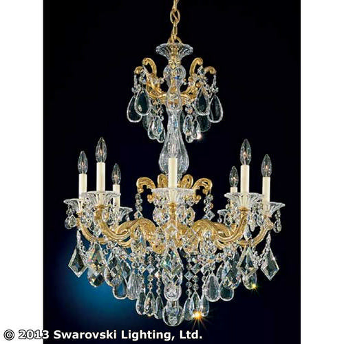 Schonbek 5007-22 Eight Light Chandelier, Heirloom Gold
