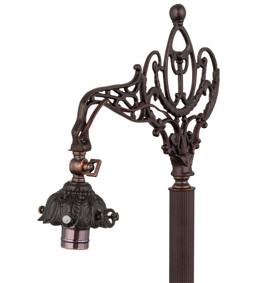Meyda Tiffany 13349 One Light Bridge Arm Floor Base Hardware, Mahogany Bronze