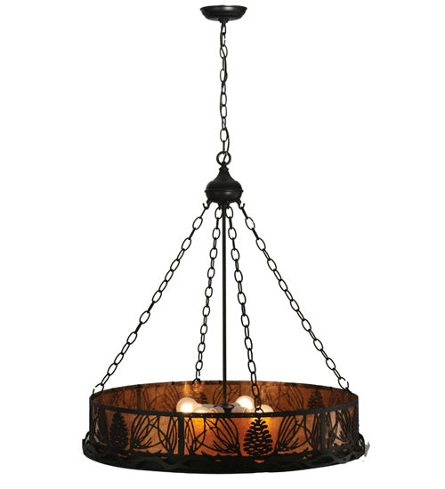 Meyda Tiffany 50026 Six Light Inverted Pendant, Black Metal