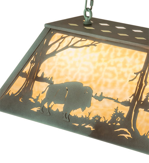 Meyda Tiffany 67748 Six Light Oblong Pendant, Antique Copper Verde Powder Coat