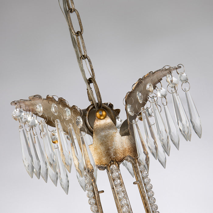 Lucas + McKearn CH1035-3 Three Light Mini Chandelier, Distressed Silver/Gold