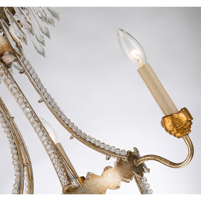 Lucas + McKearn CH1035-3 Three Light Mini Chandelier, Distressed Silver/Gold