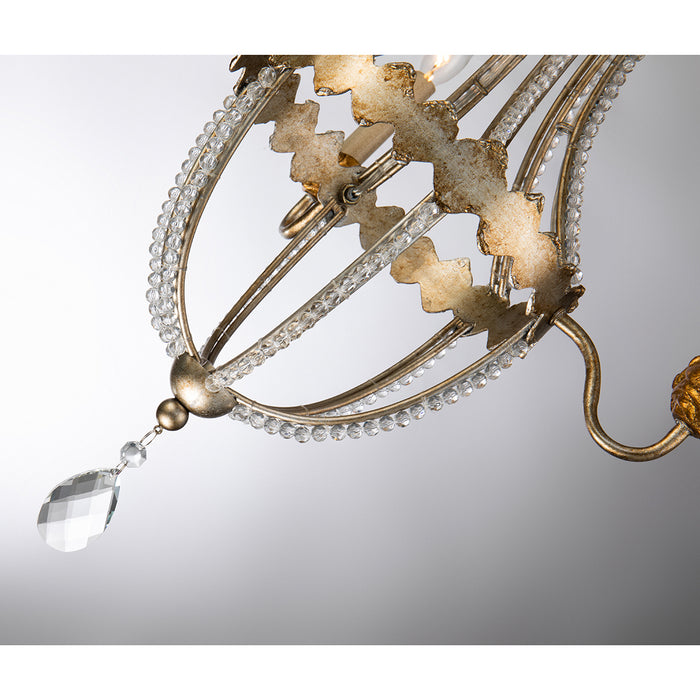 Lucas + McKearn CH1035-3 Three Light Mini Chandelier, Distressed Silver/Gold