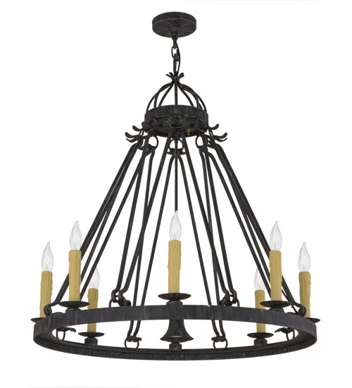 Meyda Tiffany 117730 Nine Light Chandelier, Antique Iron Gate
