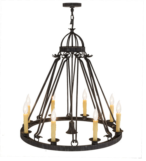 Meyda Tiffany 117730 Nine Light Chandelier, Antique Iron Gate