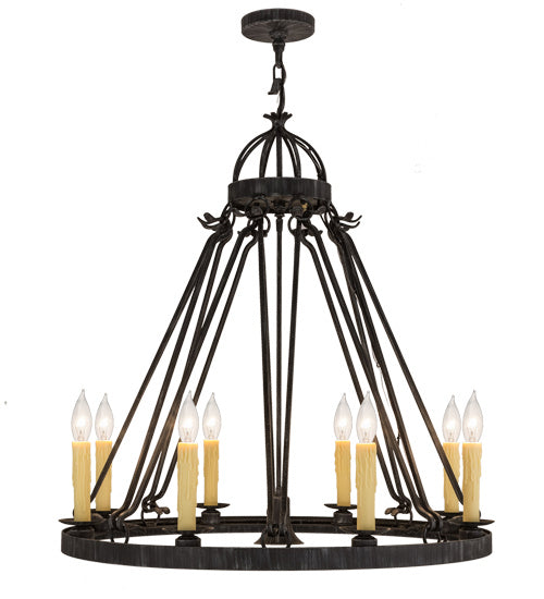 Meyda Tiffany 117730 Nine Light Chandelier, Antique Iron Gate