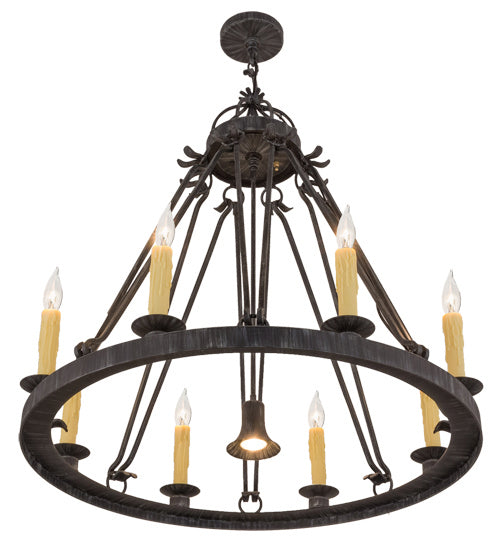 Meyda Tiffany 117730 Nine Light Chandelier, Antique Iron Gate
