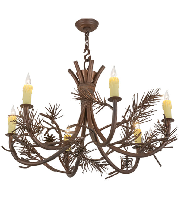 Meyda Tiffany 152840 Six Light Chandelier, Wrought Iron & C- Mahognay Brz