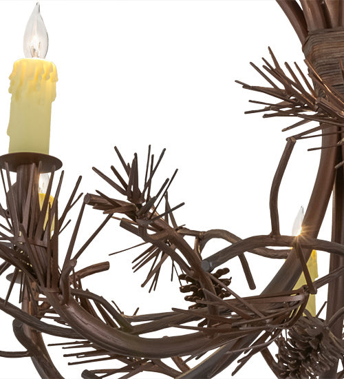 Meyda Tiffany 152840 Six Light Chandelier, Wrought Iron & C- Mahognay Brz