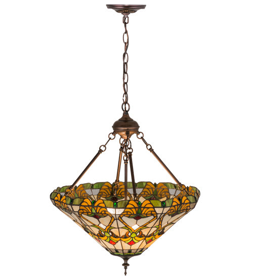 Meyda Tiffany 162116 Three Light Inverted Pendant, Mahogany Bronze