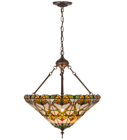 Meyda Tiffany 162116 Three Light Inverted Pendant, Mahogany Bronze