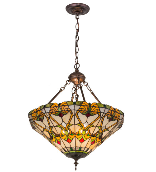 Meyda Tiffany 162116 Three Light Inverted Pendant, Mahogany Bronze