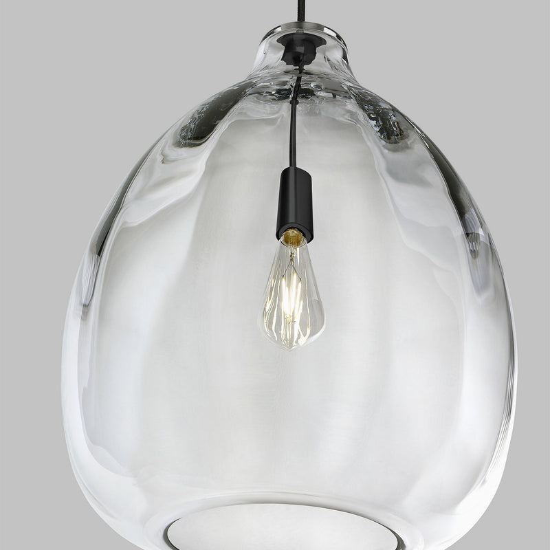 Visual Comfort Modern 700TDHARPCB One Light Pendant, Black