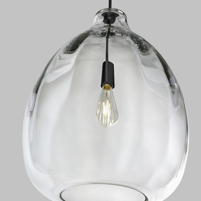 Visual Comfort Modern 700TDHARPCB One Light Pendant, Black