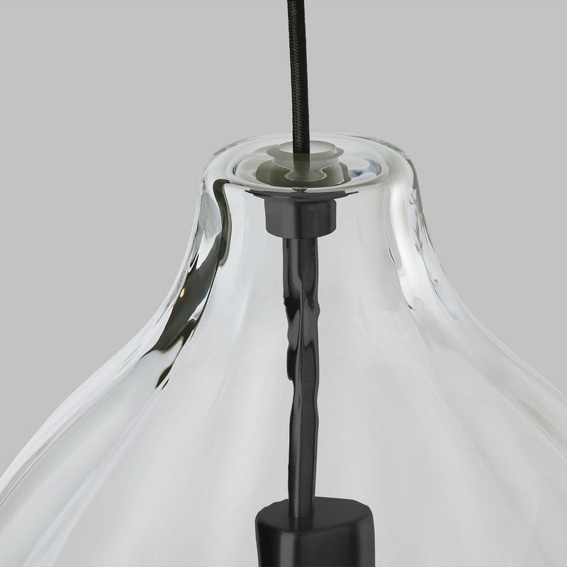 Visual Comfort Modern 700TDHARPCB One Light Pendant, Black