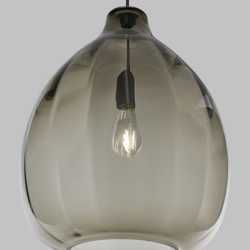 Visual Comfort Modern 700TDHARPKB One Light Pendant, Black