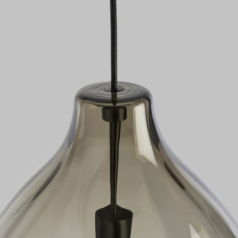 Visual Comfort Modern 700TDHARPKB One Light Pendant, Black