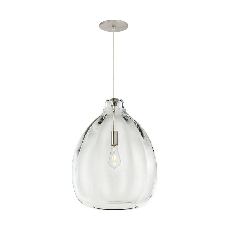 Visual Comfort Modern 700TDHARPCS One Light Pendant, Satin Nickel