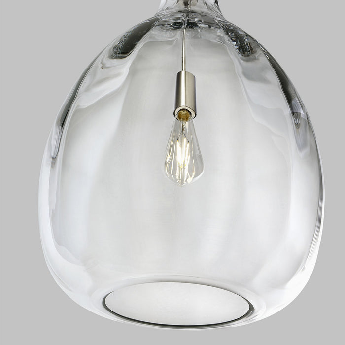 Visual Comfort Modern 700TDHARPCS One Light Pendant, Satin Nickel