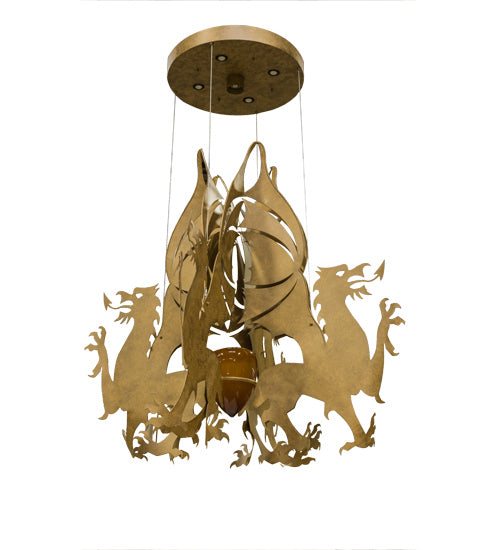Meyda Tiffany 142893 Five Light Pendant, Sahara Gold Dabbed Gold
