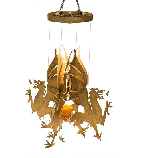 Meyda Tiffany 142893 Five Light Pendant, Sahara Gold Dabbed Gold
